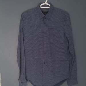 Zara Navy Textured Button Down Shirt